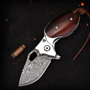 Rosewood damascato steel coltello coltello pieghevole collezione responsabile coltello disassembled mini keychain portable coltello pieghevole