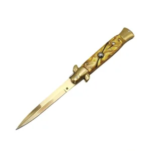 8.75 pollici oro manico coltello stiletto coltello a scatto