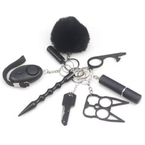 Safety Keychain UK portachiavi da collezione responsabile 8-Piece Multifunctional nero