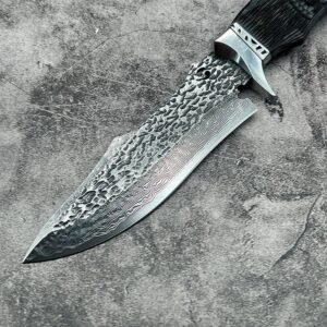 Nero Skull damascato damascato Forged coltello Steel Outdoor Straight coltello Camping Portable