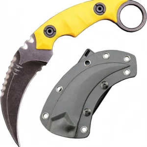 Coltello karambit D2 Steel + Nylon Fiberglass manico Outdoor Claw coltello With Kydex Sheath Edc-Yellow