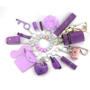 Womens Safety Items 15-Piece portachiavi da collezione responsabile viola