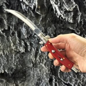 9 pollici Rosewood Curved lama coltello a scatto Stiletto coltello a scatto