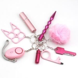 Safety Keychain UK portachiavi da collezione responsabile 8-Piece Multifunctional rosa
