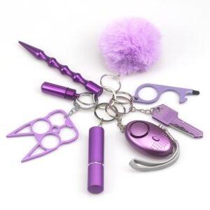 Safety Keychain UK portachiavi da collezione responsabile 8-Piece Multifunctional viola