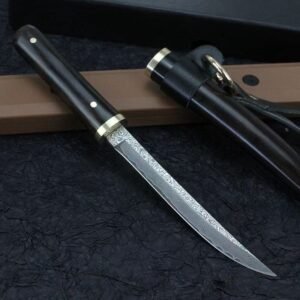 Longlin damascato steel coltello, hardness and sharpness, outdoor straight coltello