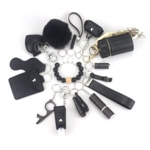 Womens Safety Items 15-Piece portachiavi da collezione responsabile nero
