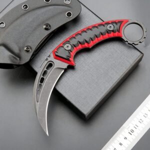 Coltello karambit lama fissa D2 Steel + G10 manico Outdoor Claw coltello With Protective Cover Edc Tool-RDE