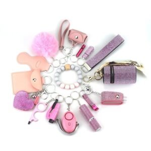 Womens Safety Items 15-Piece portachiavi da collezione responsabile rosa