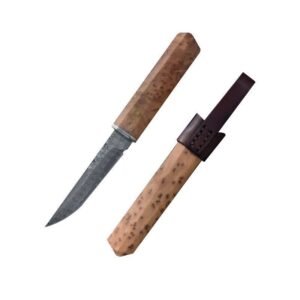 Forged damascato steel coltello with alta durezza and portable manico Camping bianco shadow in legno coltello