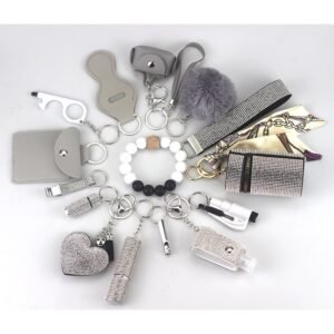 Womens Safety Items 15-Piece portachiavi da collezione responsabile argento