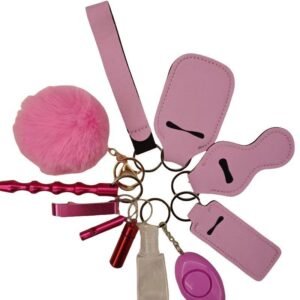 Portachiavi da collezione responsabile 11-Piece Aluminum Anti-Wolf Alarm Dark rosa