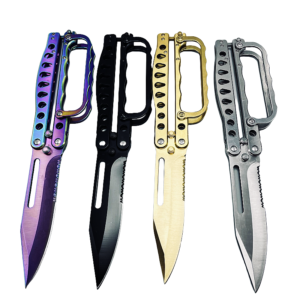 Butterfly trench coltello-4 colors pieghevole Balisong with knuckle guard