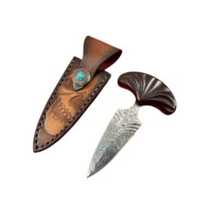 Pugnale d'acciaio Damasco con maniglia di Rosewood